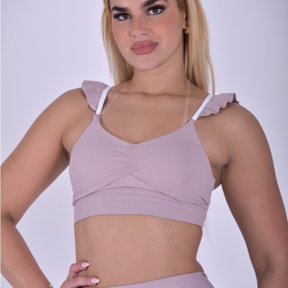 CLS SPORTSWEAR Ruffled Mauve Sports Bra